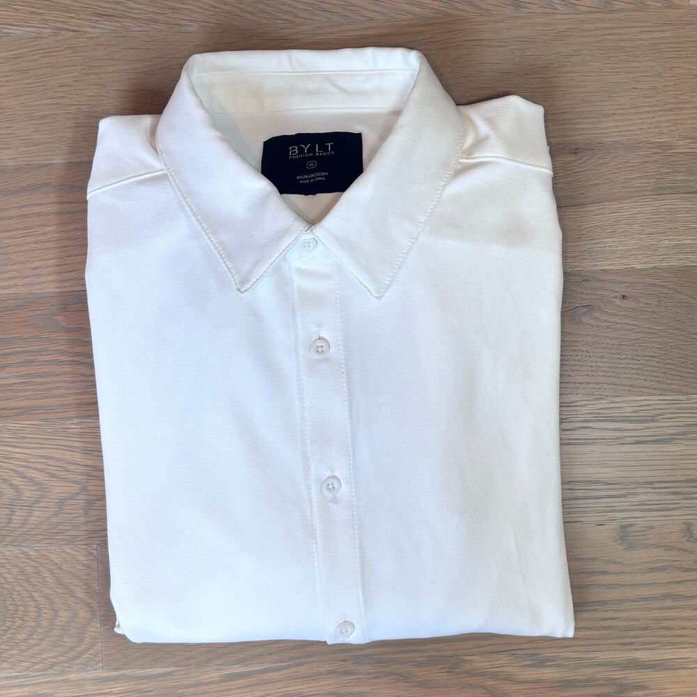 BYLT Premium Basics Performance White Button Down Shirt Stretch Mens Size XL - Picture 9 of 12